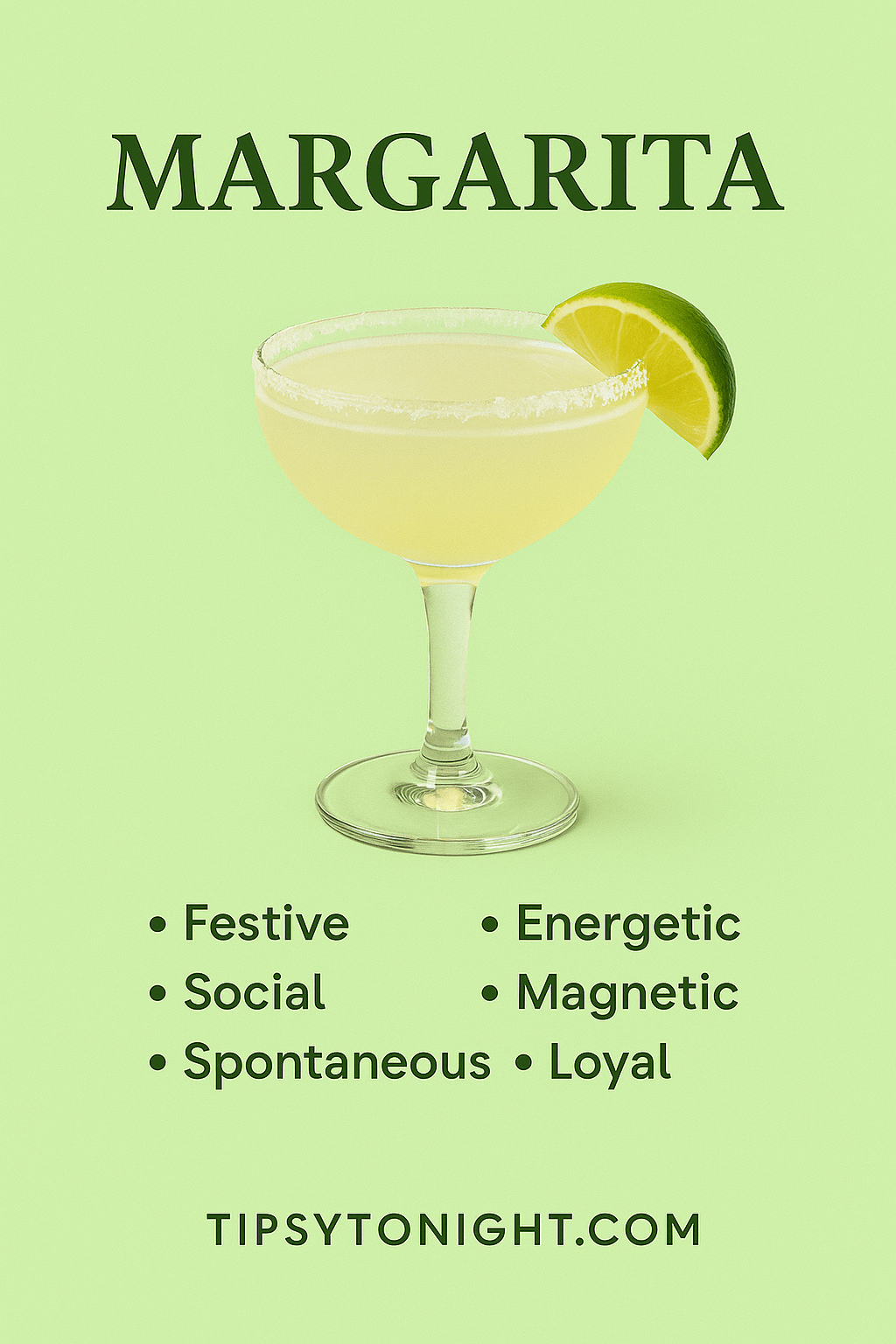 Pinterest vertical graphic for Espresso Martini cocktail personality – features drink image and 6 traits – TipsyTonight.com